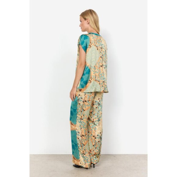 NWT SOYA CONCEPT Emly 2B Satin Boho Print Trousers - Picture 7 of 11